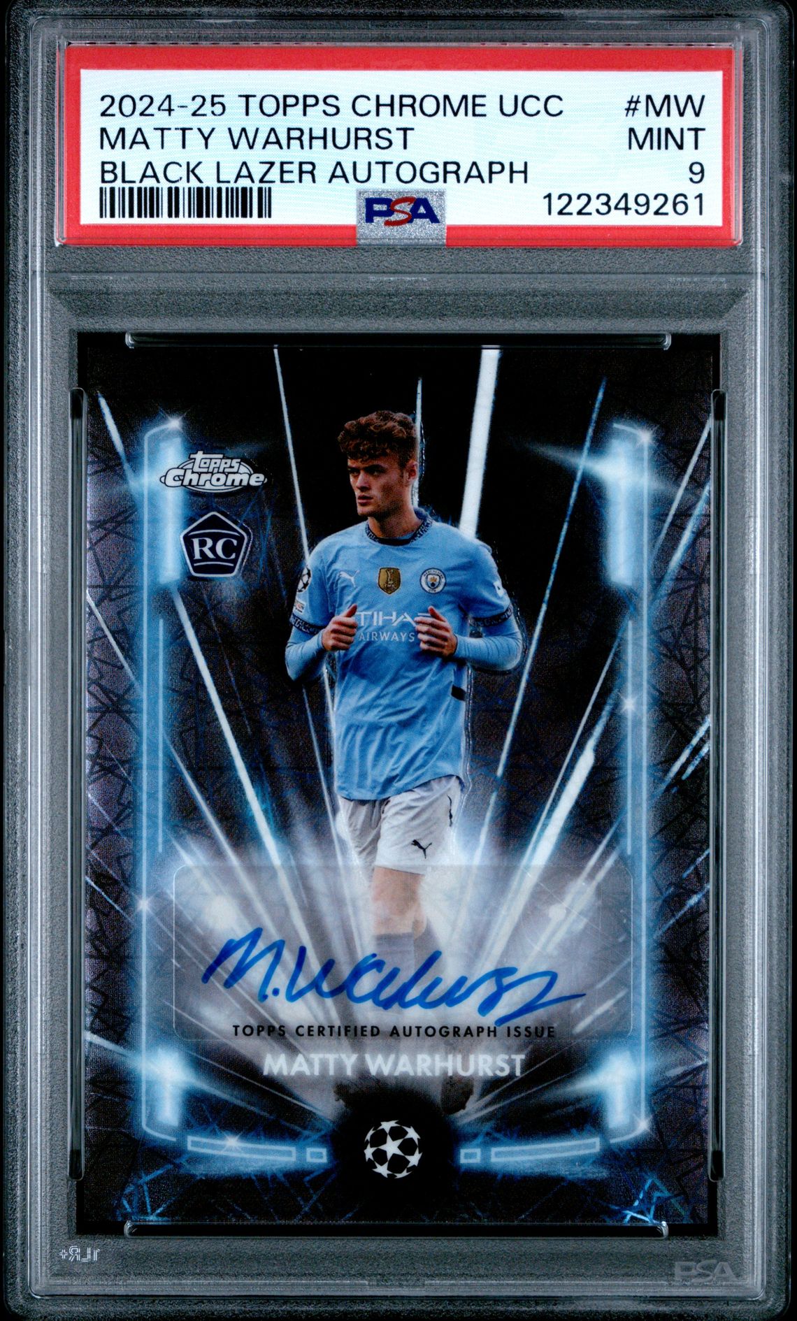 2024-25 Topps Chrome Uefa Club Competitions Black Lazer Autographs Matty Warhurst #Mw Mint 9 front