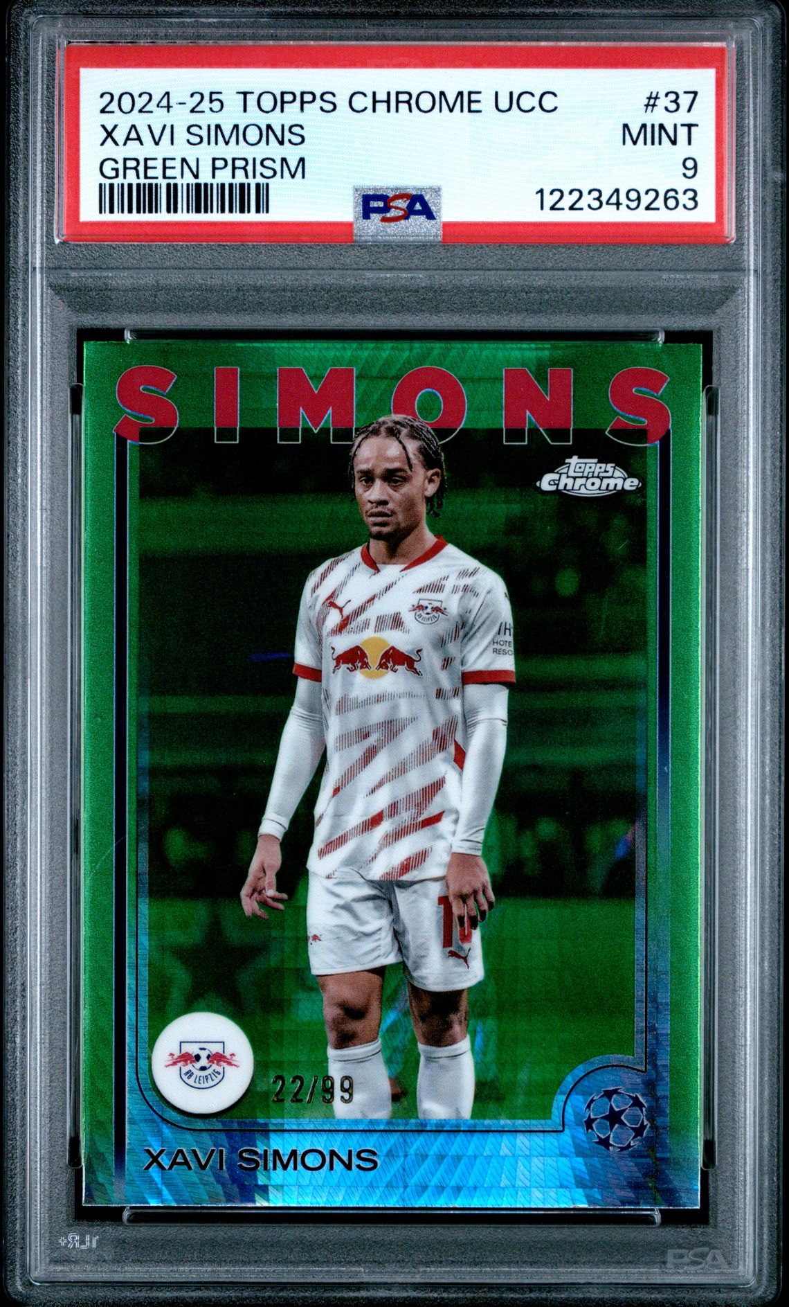 2024-25 Topps Chrome Uefa Club Competitions Xavi Simons #37 (Green Prism) Mint 9 front