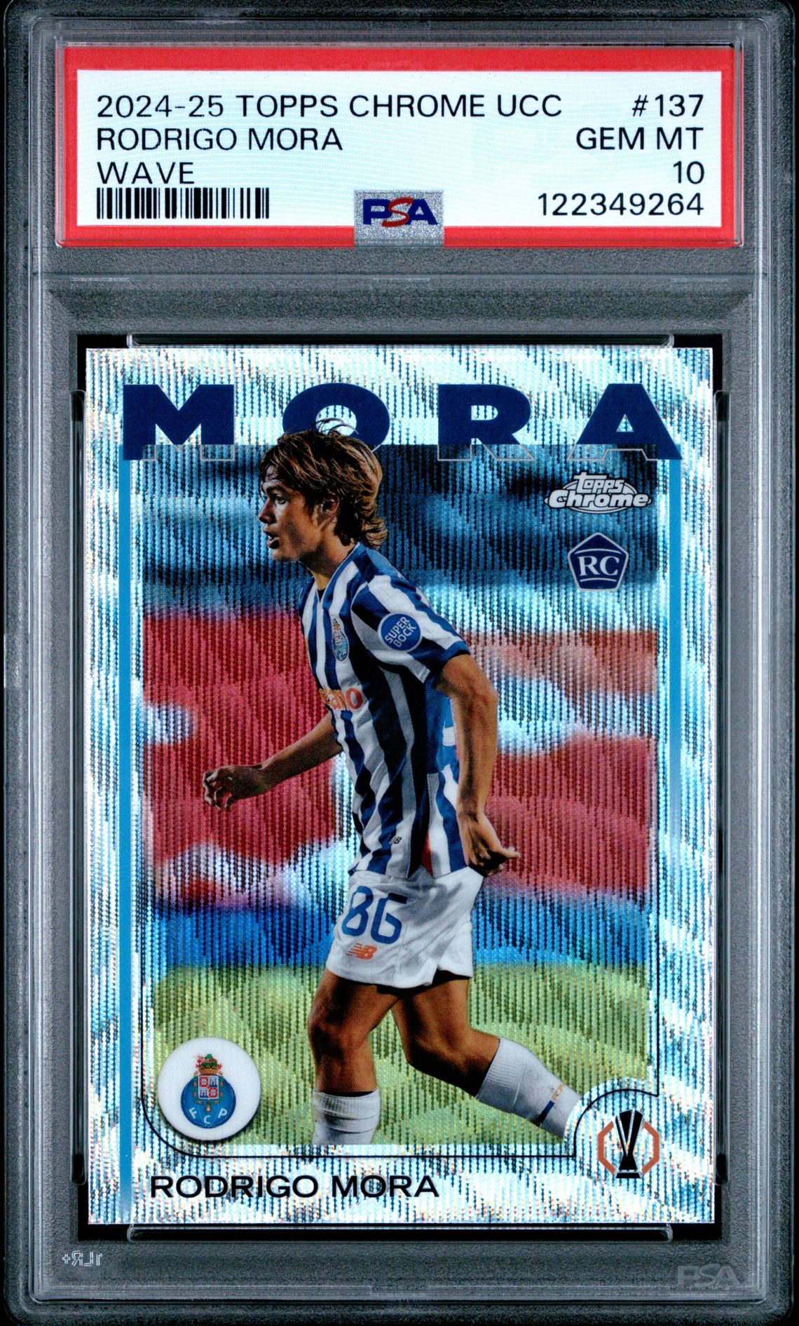 2024-25 Topps Chrome Uefa Club Competitions Rodrigo Mora #137 (Wave) Gem Mt 10 front