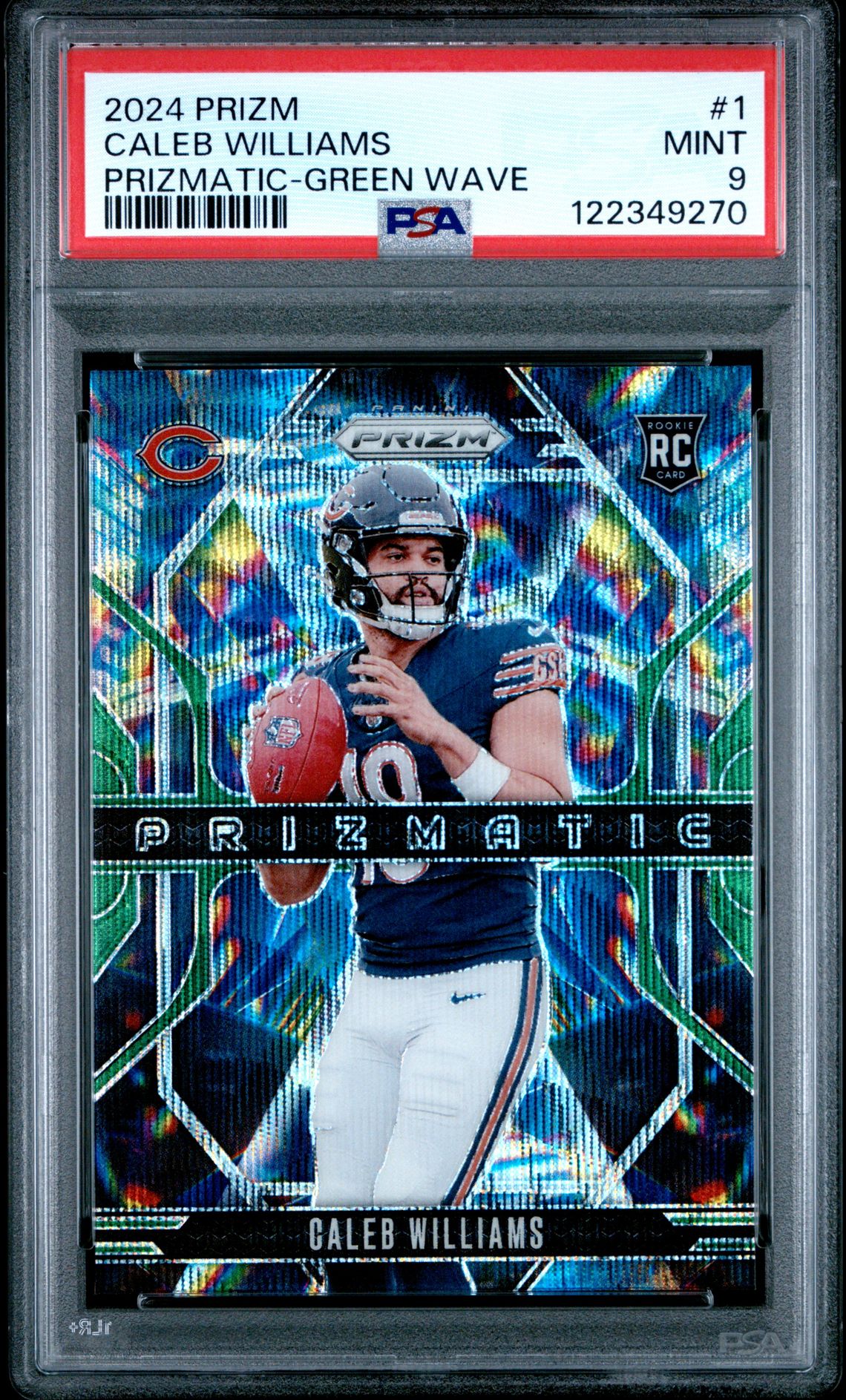2024 Panini Prizm Prizmatic Caleb Williams #1 (Prizmatic-Green Wave) Mint 9 front