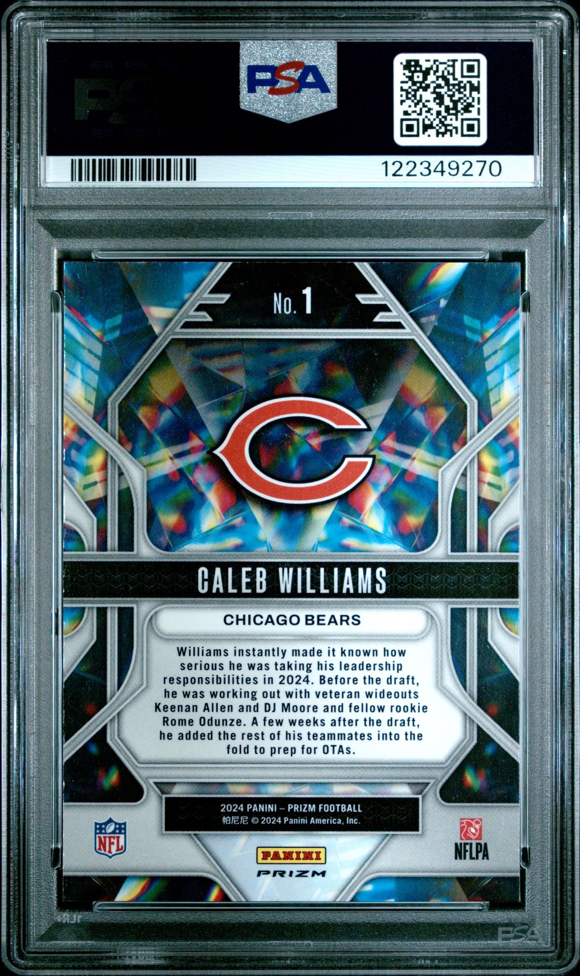 2024 Panini Prizm Prizmatic Caleb Williams #1 (Prizmatic-Green Wave) Mint 9 back