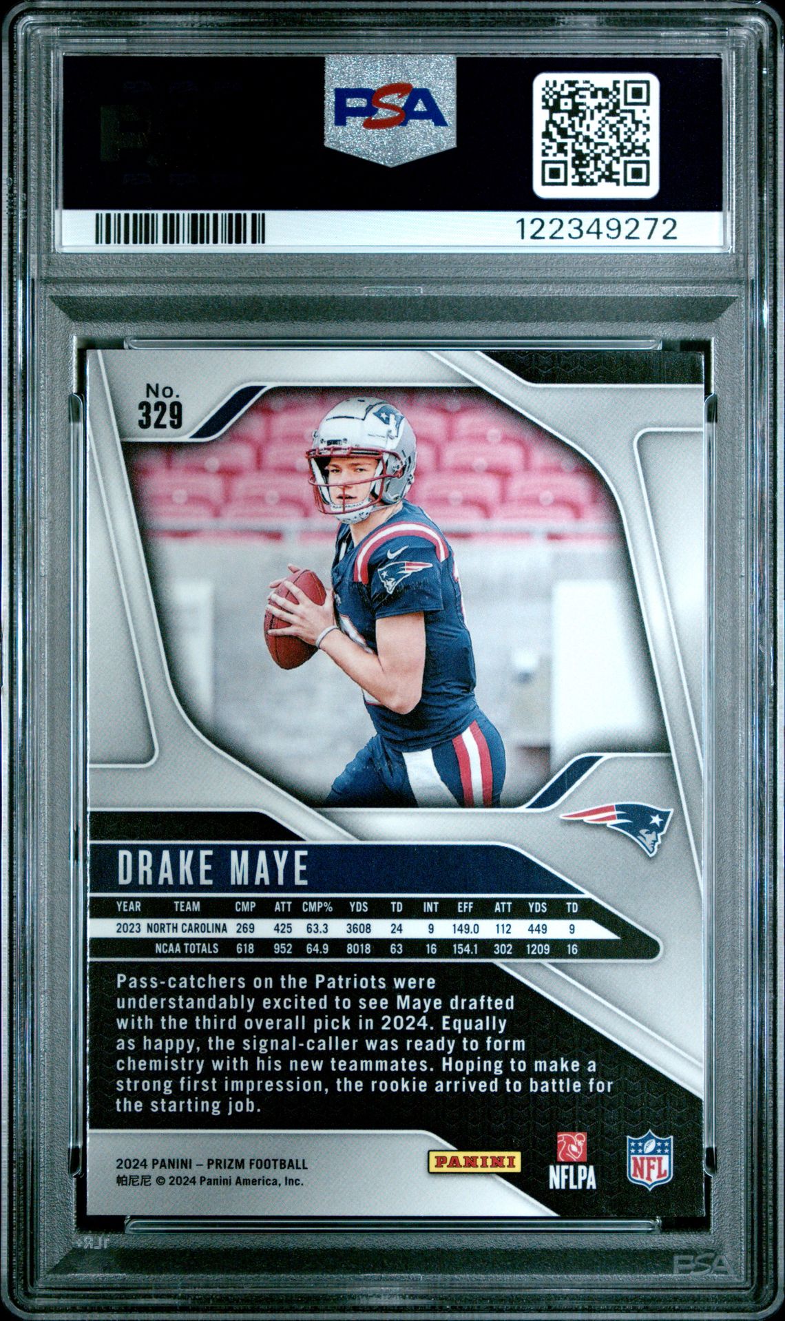 2024 Panini Prizm Drake Maye #329 Mint 9 back