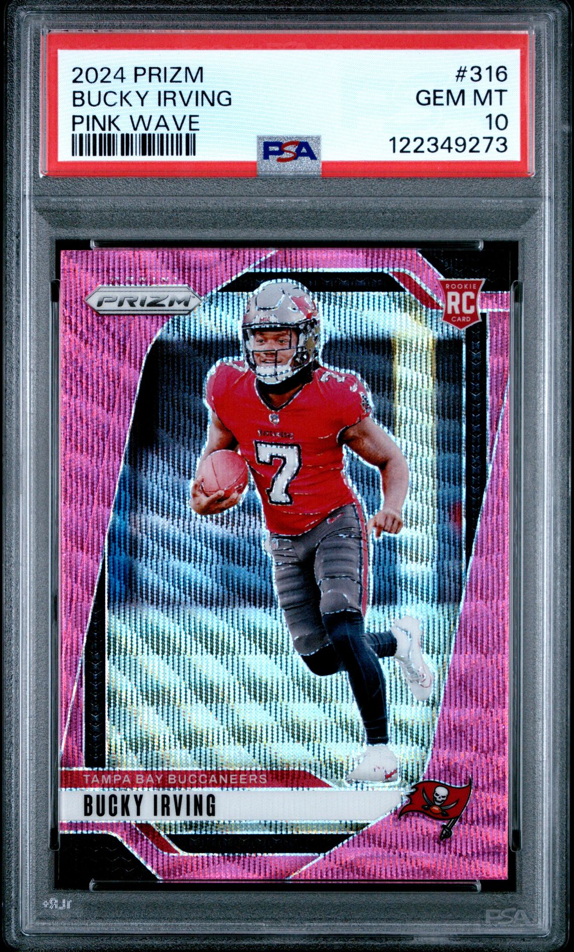 2024 Panini Prizm Bucky Irving #316 (Pink Wave) Gem Mt 10 front