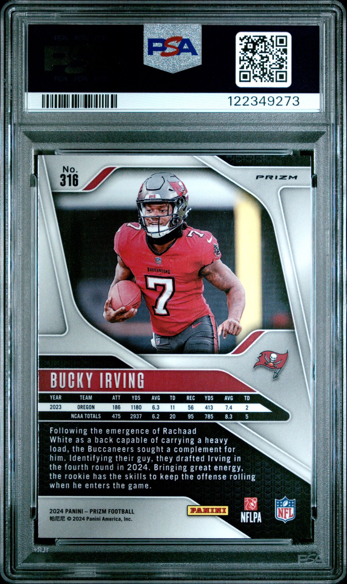 2024 Panini Prizm Bucky Irving #316 (Pink Wave) Gem Mt 10 back