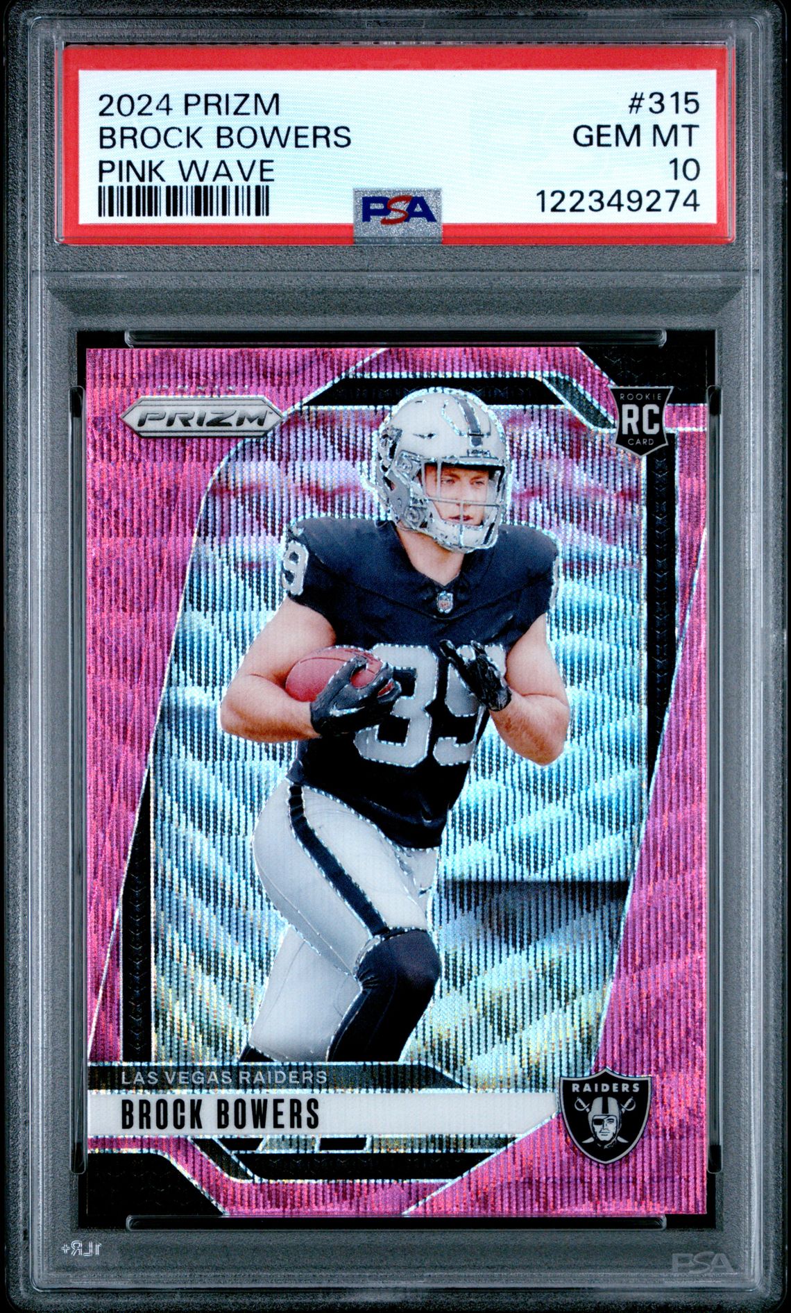 2024 Panini Prizm Brock Bowers #315 (Pink Wave) Gem Mt 10 front