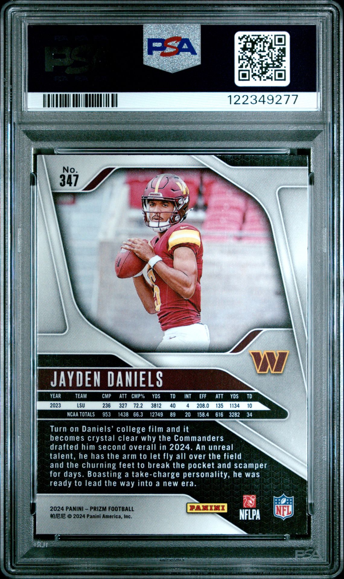 2024 Panini Prizm Jayden Daniels #347 Gem Mt 10 back
