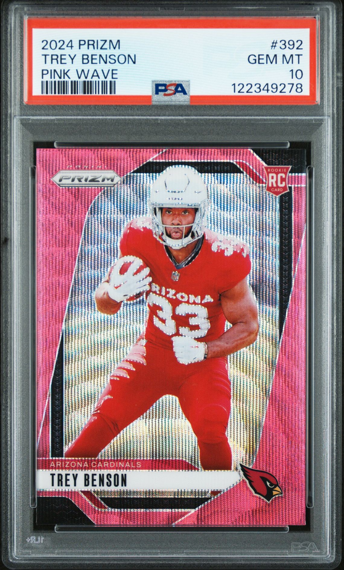 2024 Panini Prizm Trey Benson #392 (Pink Wave) Gem Mt 10 front