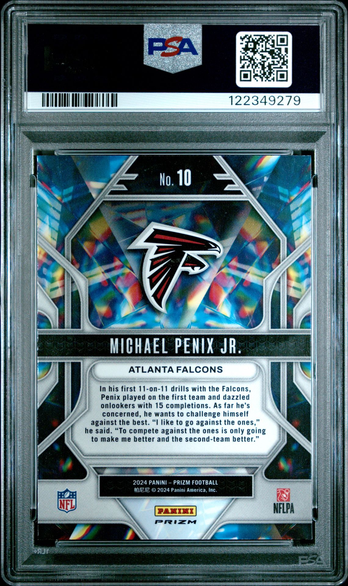 2024 Panini Prizm Prizmatic Michael Penix Jr. #10 (Prizmatic-Green Wave) Gem Mt 10 back