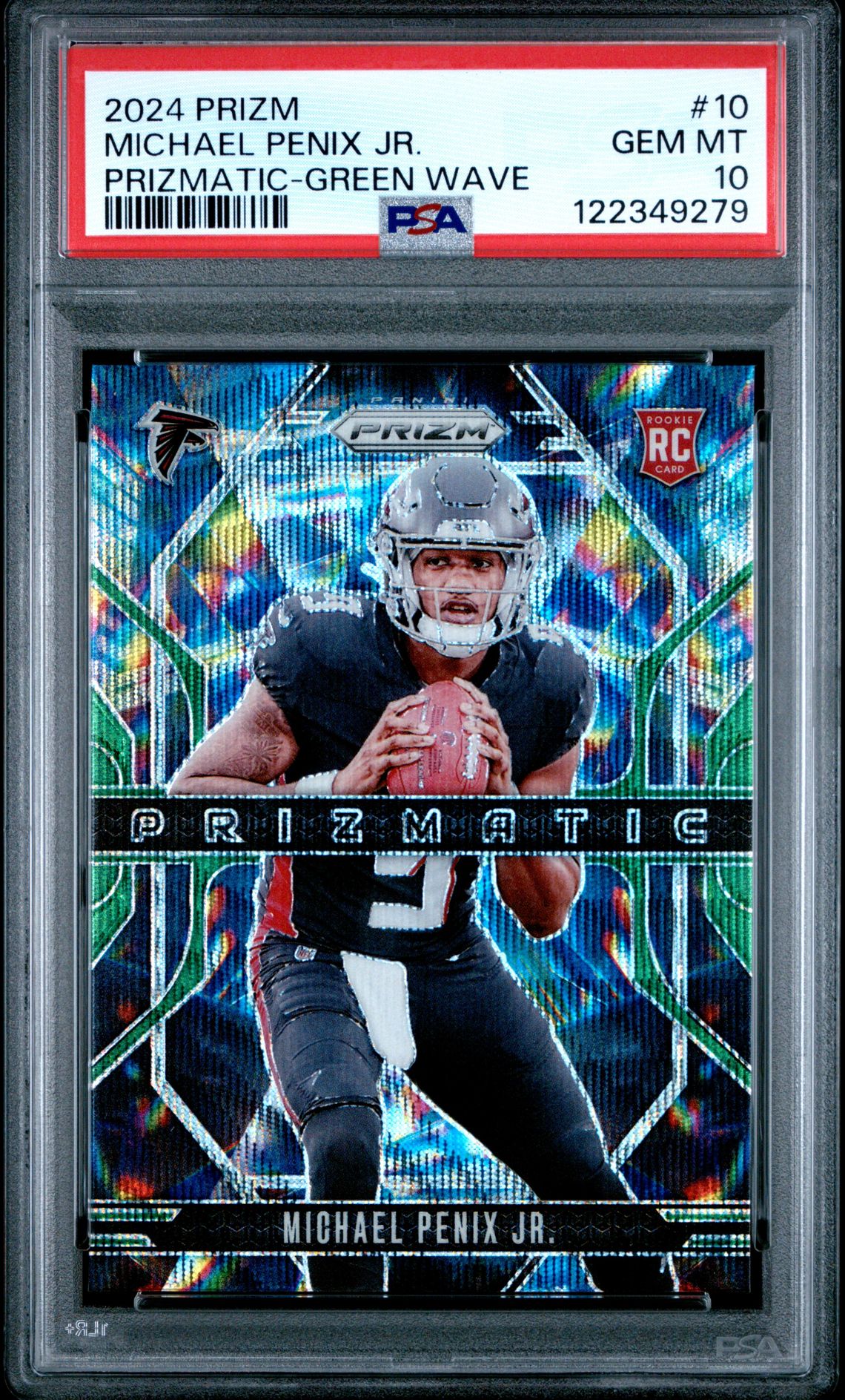 2024 Panini Prizm Prizmatic Michael Penix Jr. #10 (Prizmatic-Green Wave) Gem Mt 10 front