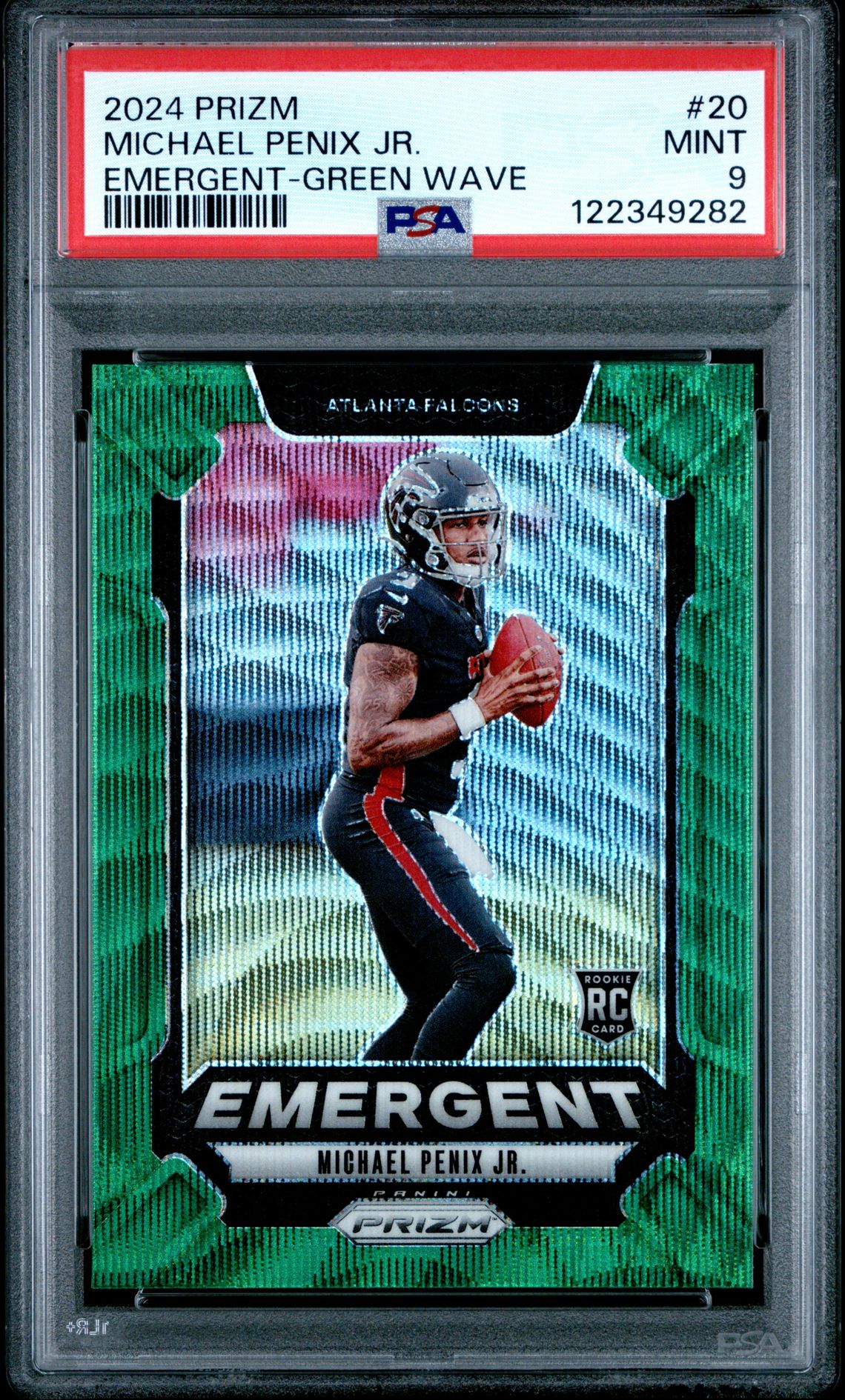 2024 Panini Prizm Emergent Michael Penix Jr. #20 (Emergent-Green Wave) Mint 9 front
