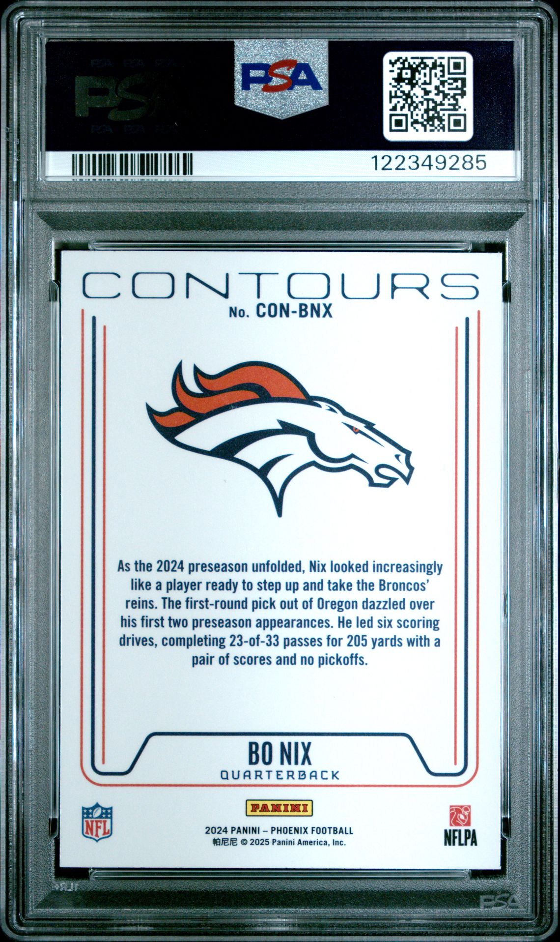 2024 Panini Phoenix Contours Bo Nix #Conbnx (Contours-Lazer) Gem Mt 10 back