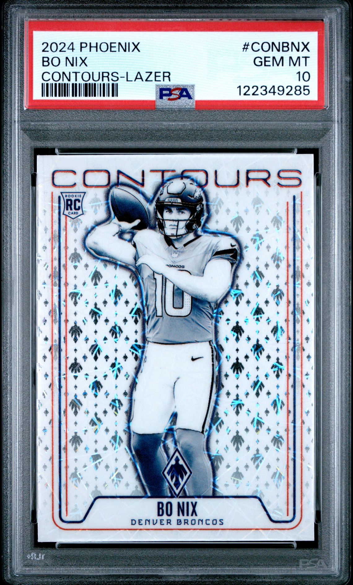 2024 Panini Phoenix Contours Bo Nix #Conbnx (Contours-Lazer) Gem Mt 10 front