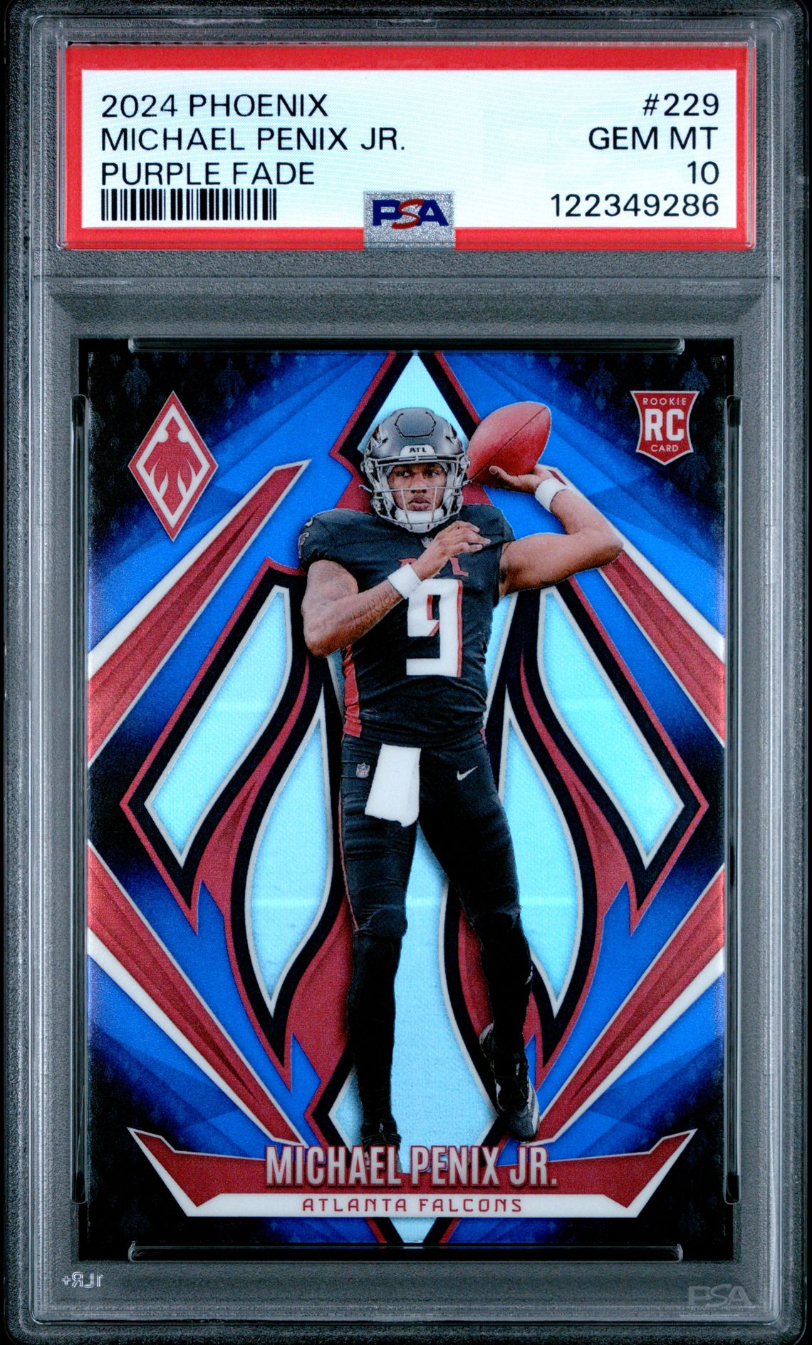 2024 Panini Phoenix Michael Penix Jr. #229 (Purple Fade) Gem Mt 10 front