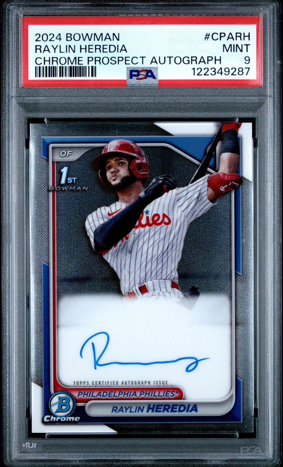 2024 Bowman Chrome Prospect Autographs Raylin Heredia #Cparh Mint 9 front