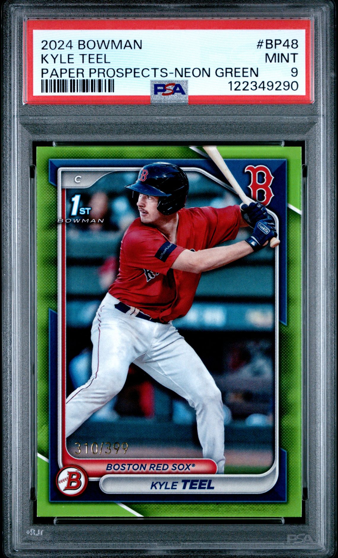 2024 Bowman Paper Prospects Kyle Teel #Bp48 (Paper Prospects-Neon Green) Mint 9 front