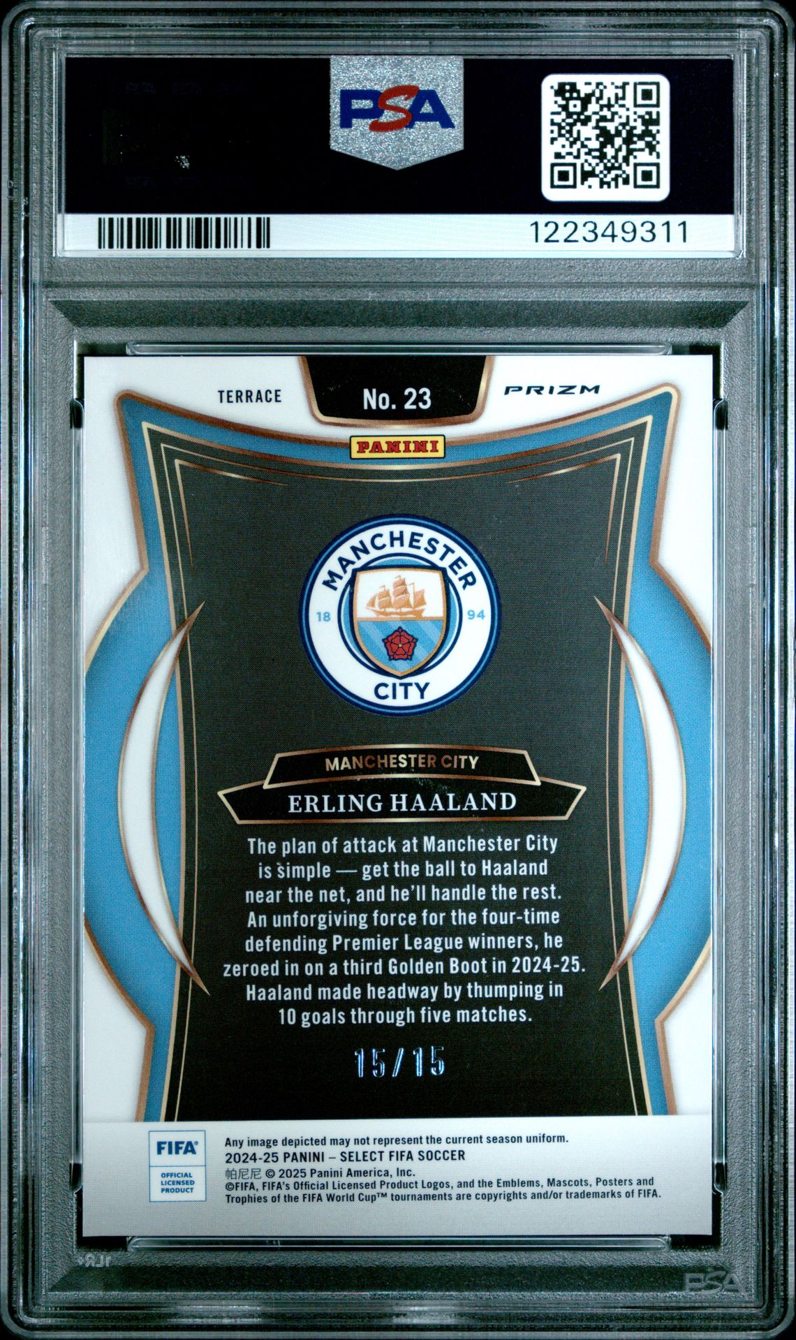 2024-25 Panini Select Fifa Erling Haaland #23 (Tessellation) Mint 9 back