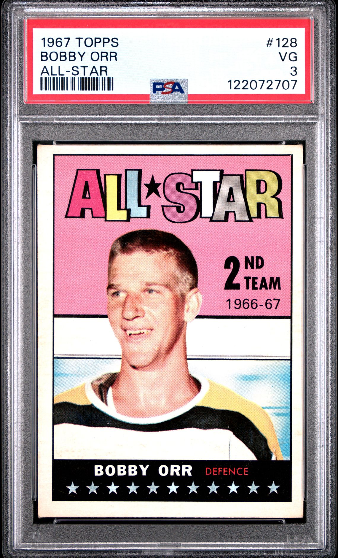 1967 Topps Bobby Orr #128 (All-Star) Vg 3 front