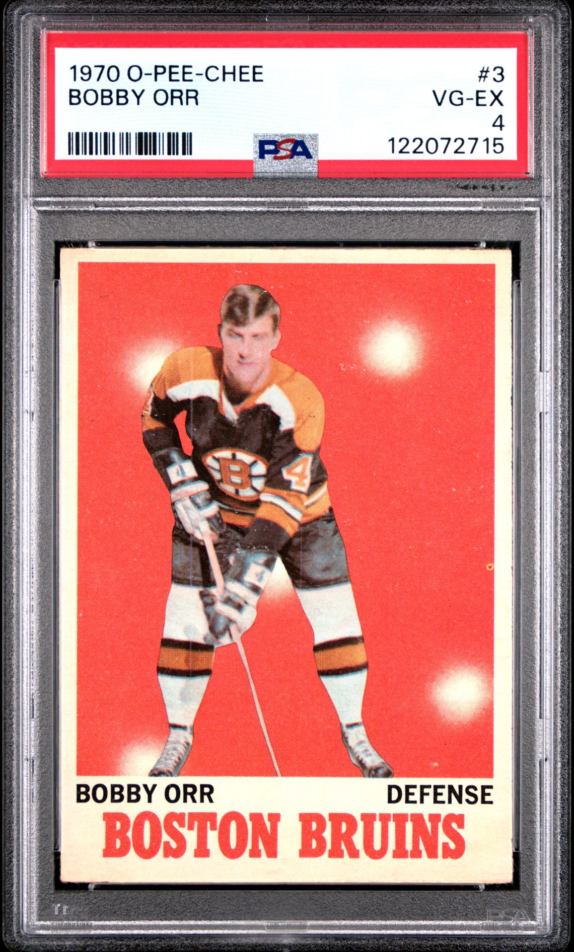 1970 O-Pee-Chee Bobby Orr #3 Vg-Ex 4 front