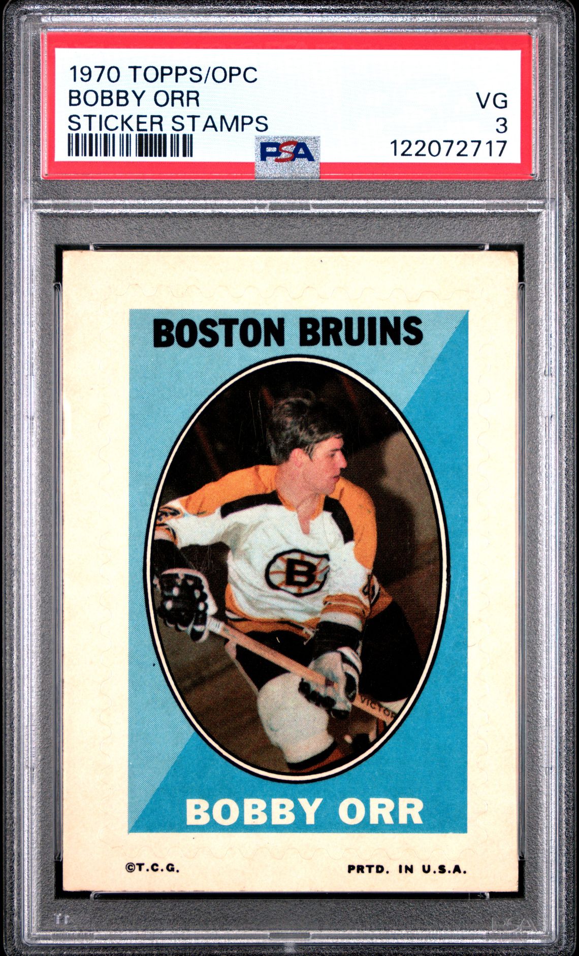 1970 Topps/Opc Sticker Stamps Bobby Orr (Sticker Stamps) Vg 3 front