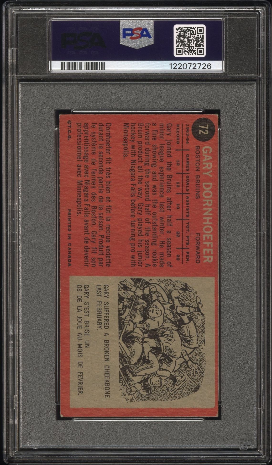 1964 Topps Gary Dornhoefer #72 Vg-Ex 4 back