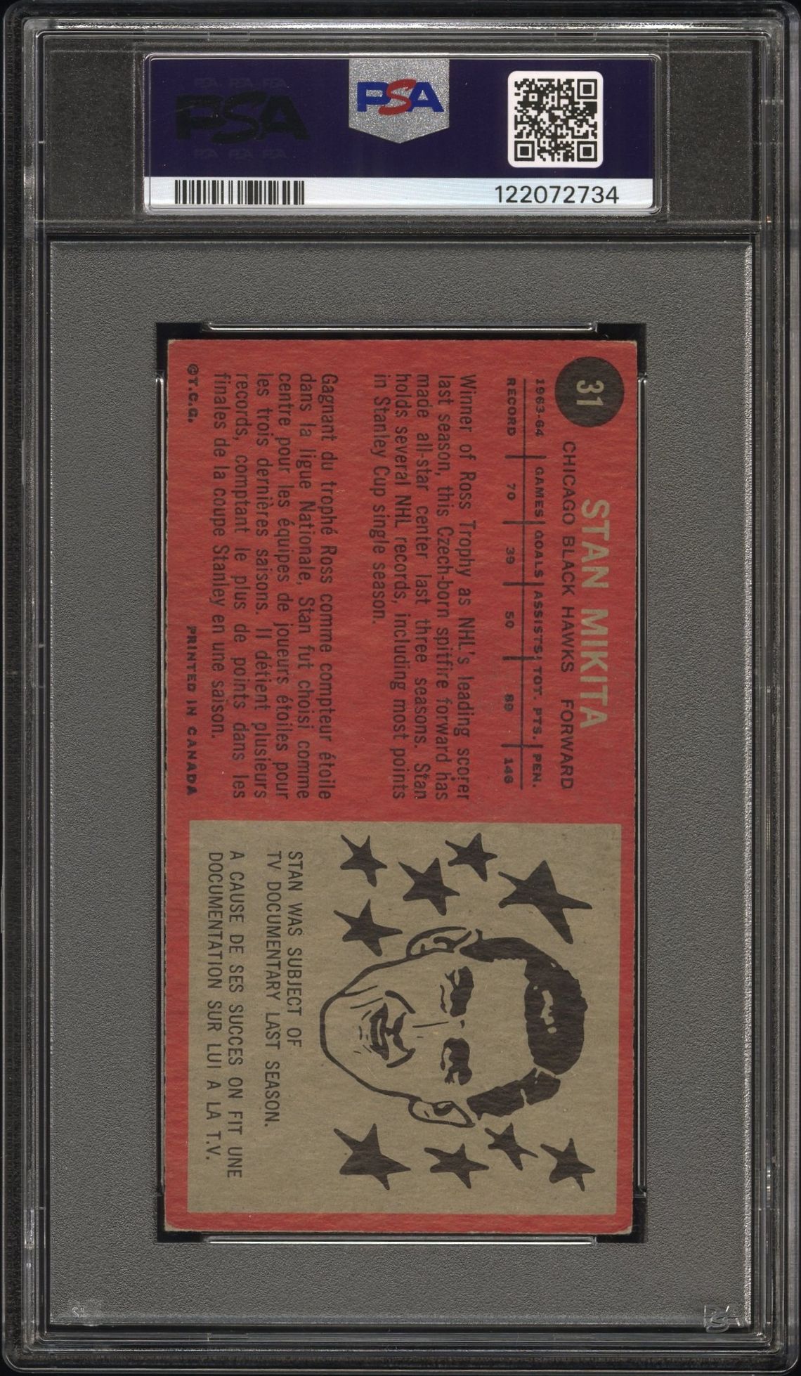 1964 Topps Stan Mikita #31 Vg-Ex 4 back