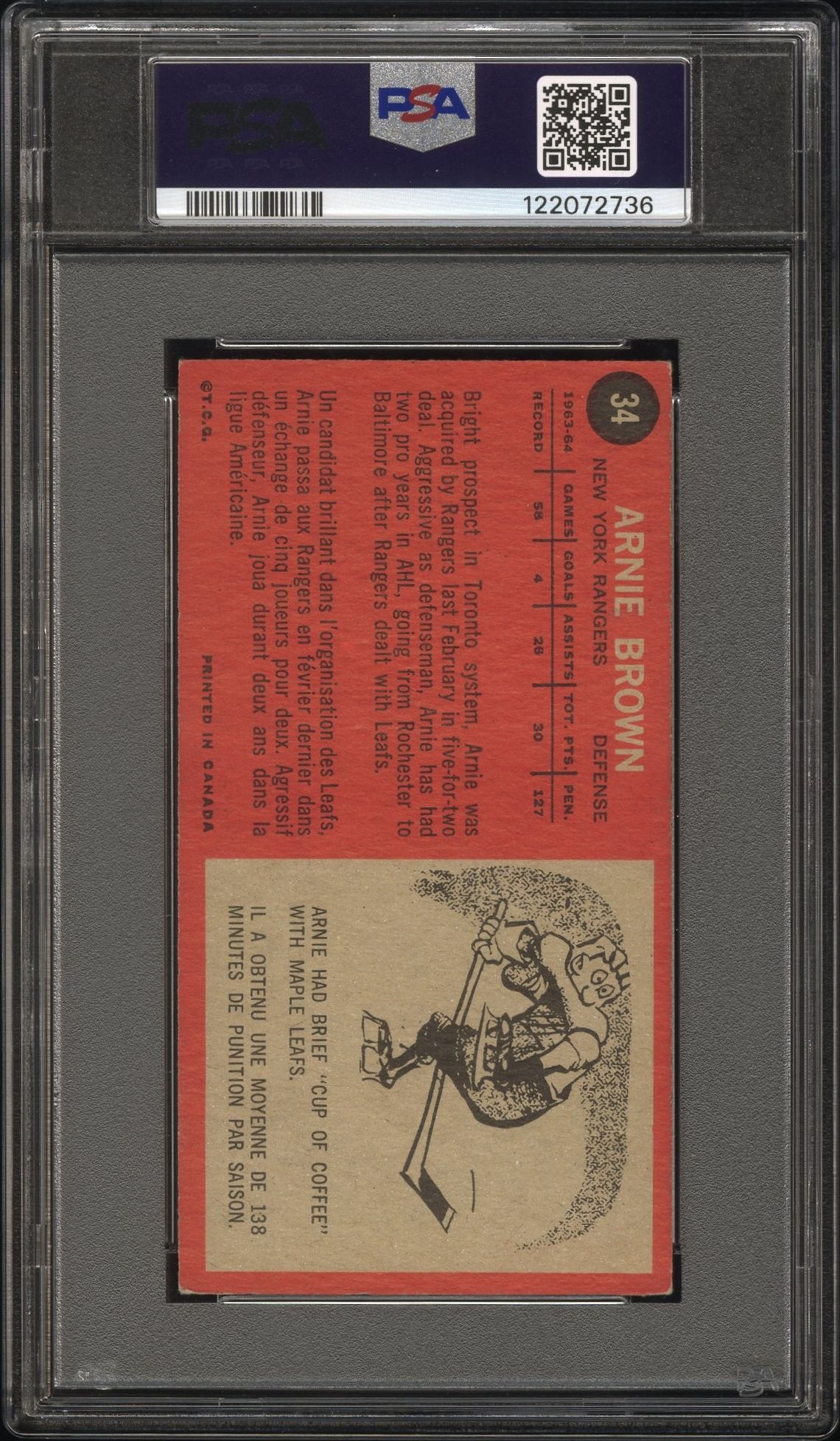 1964 Topps Arnie Brown #34 Vg-Ex 4 back