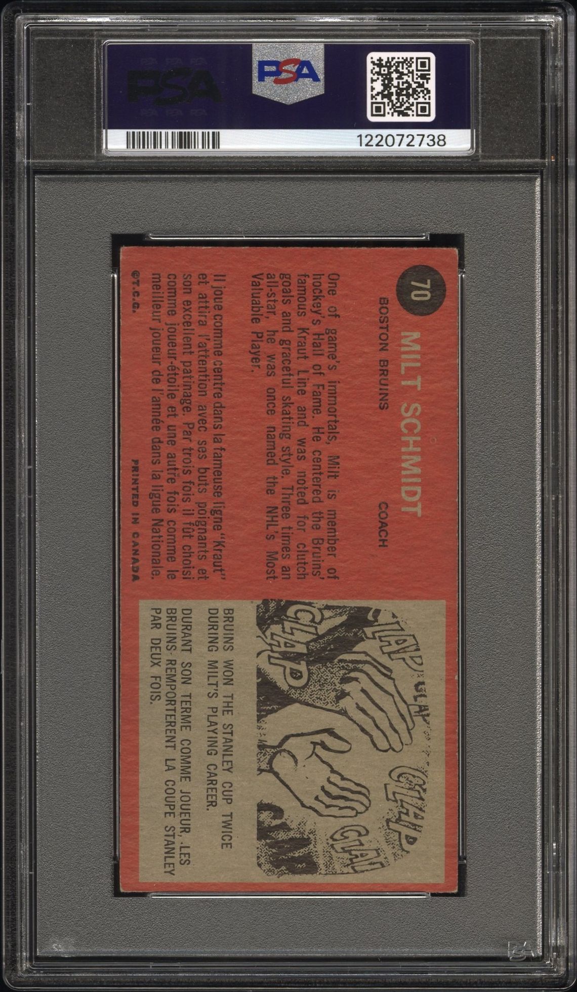 1964 Topps Milt Schmidt #70 Ex 5 back