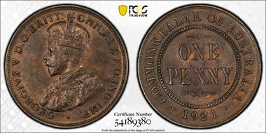 1921 1D Indian obverse MS63BN