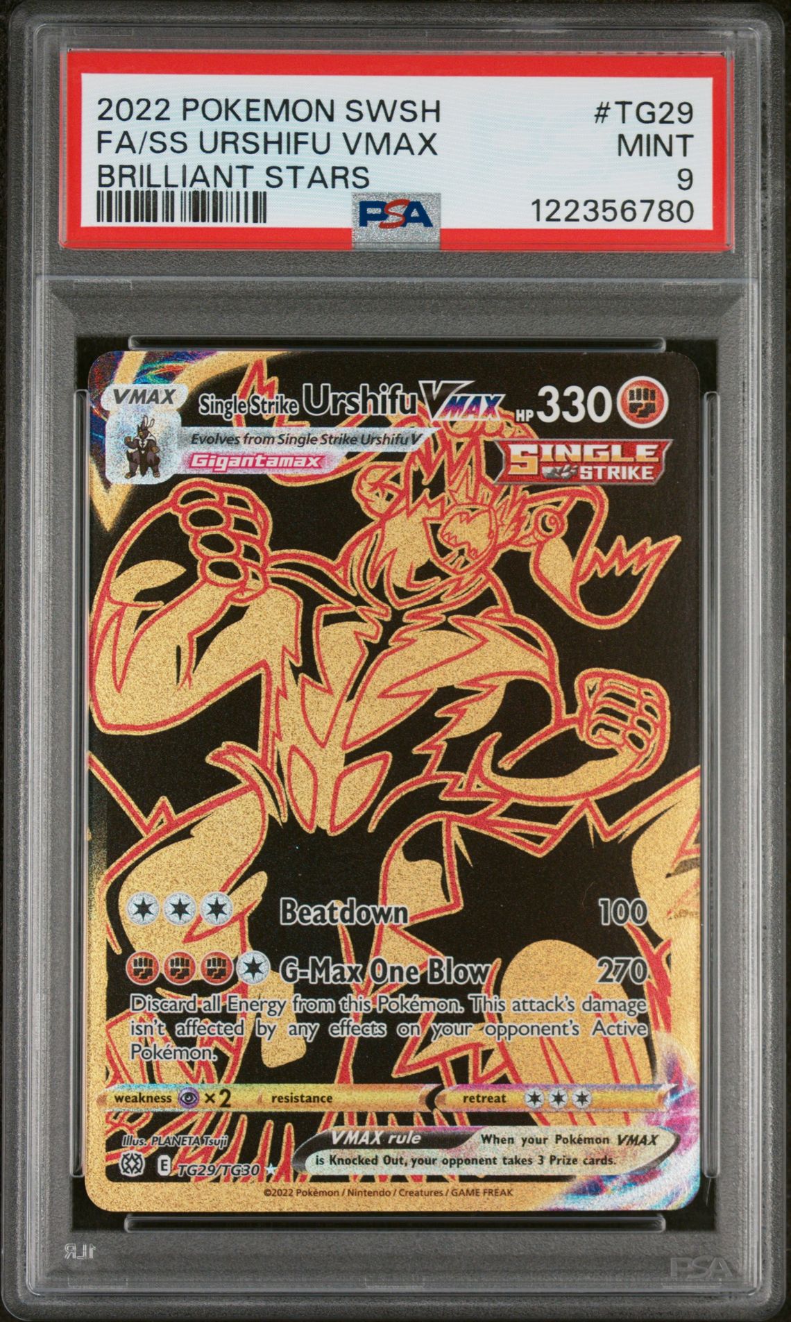 2022 Pokemon Sword & Shield Brilliant Stars Fa/Ss Urshifu Vmax #Tg29 (Brilliant Stars) Mint 9 front