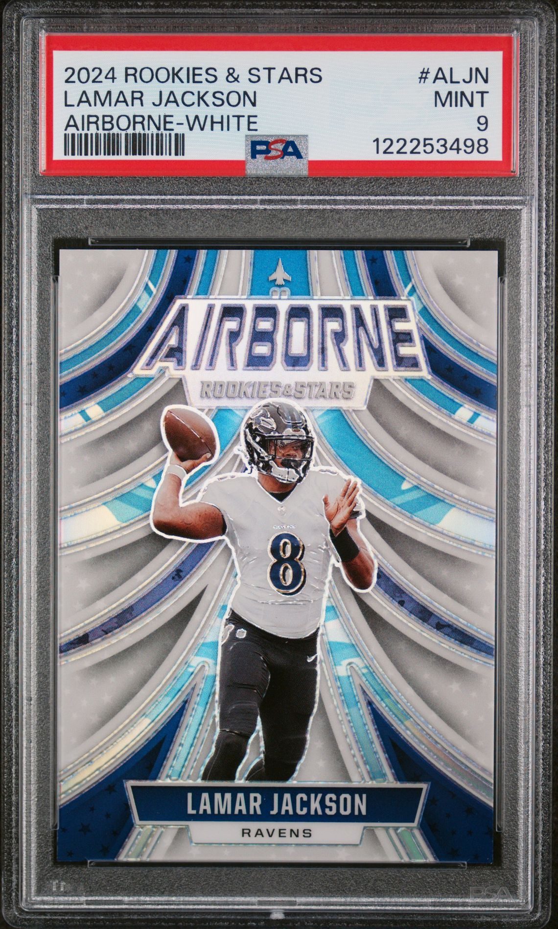 2024 Panini Rookies & Stars Airborne Lamar Jackson #Aljn (Airborne-White) Mint 9 front