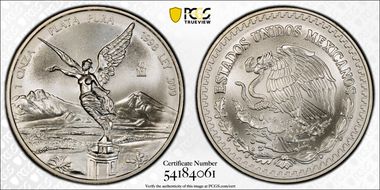 1998-Mo Onza Libertad Ag Die Chip at Eagle's Head MS67