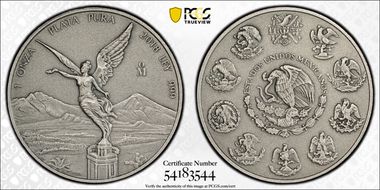 2018-Mo Onza Libertad Ag - Antiqued SP70