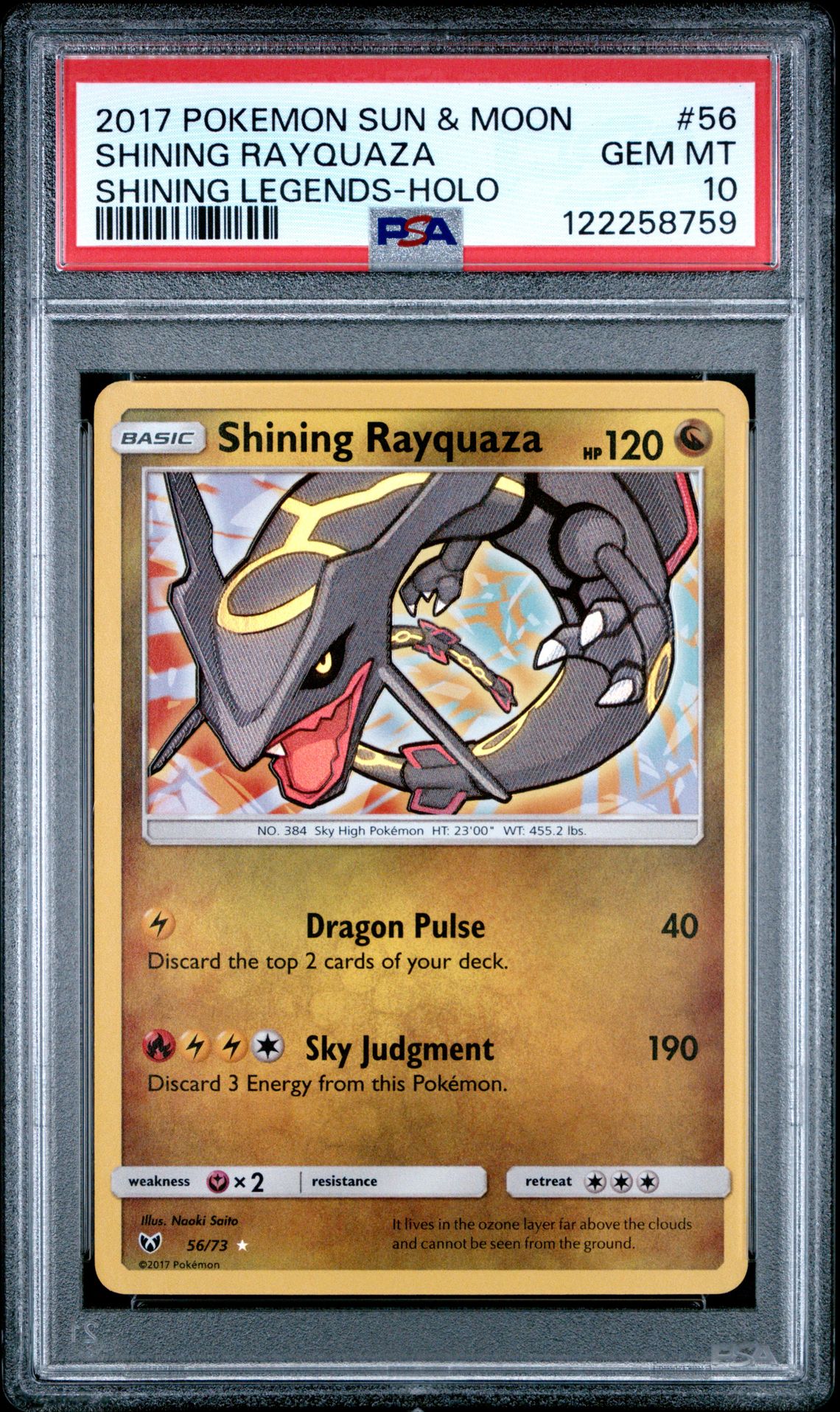 2017 Pokemon POKEMON SUN & MOON SHINING LEGENDS HOLO #56 Shining Rayquaza front