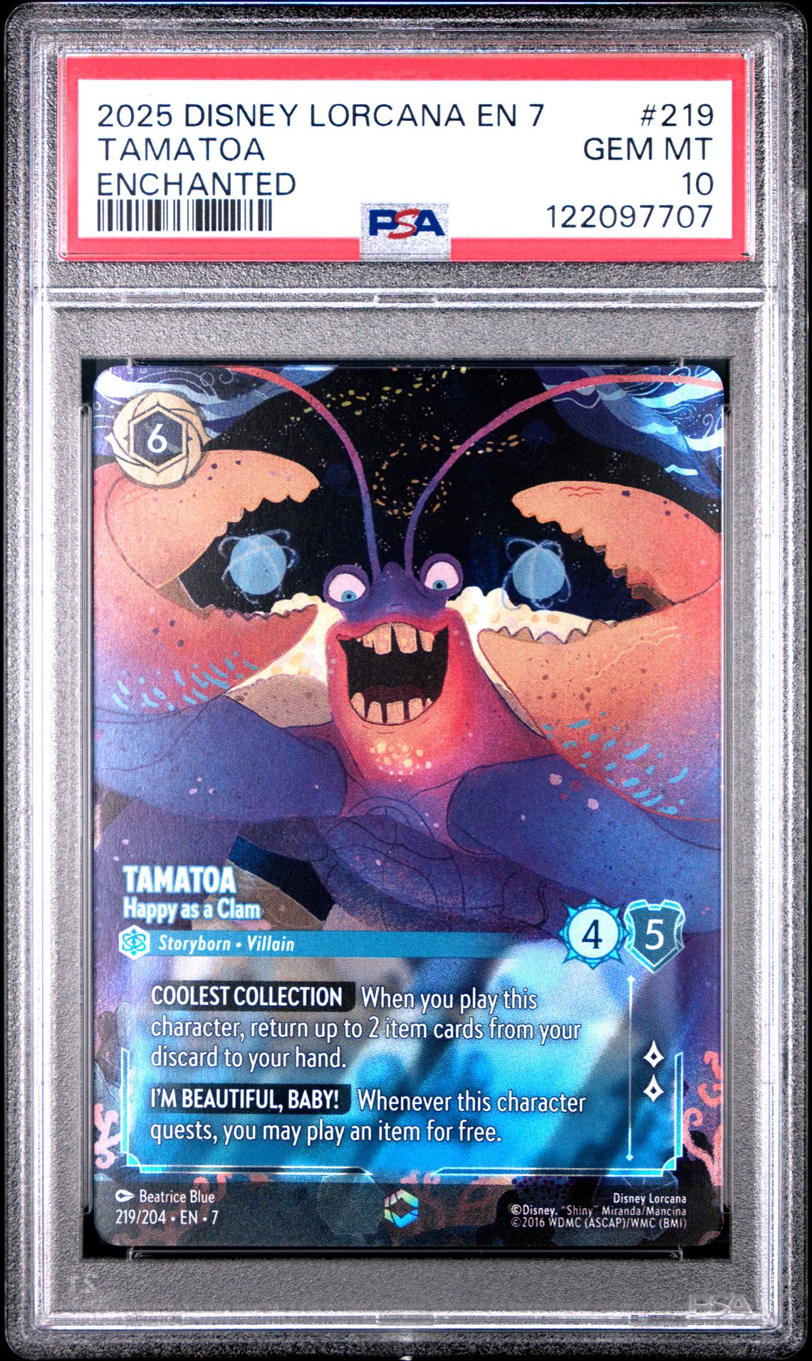 2025 Lorcana DISNEY LORCANA EN 7-ARCHAZIA'S ISLAND ENCHANTED #219 Tamatoa front