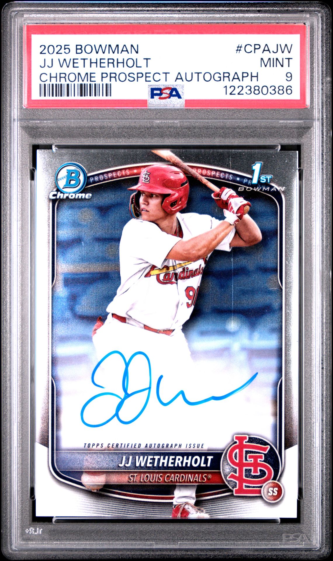 2025 Bowman Chrome Prospect Autographs Jj Wetherholt #Cpajw Mint 9 front