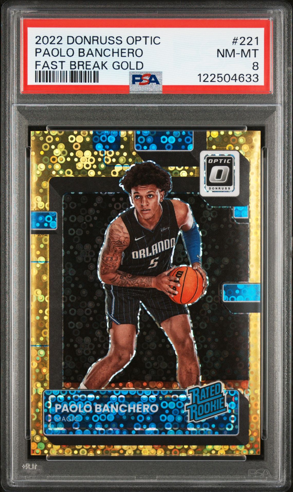 2022 Panini Donruss Optic Paolo Banchero #221 (Fast Break Gold) Nm-Mt 8 front