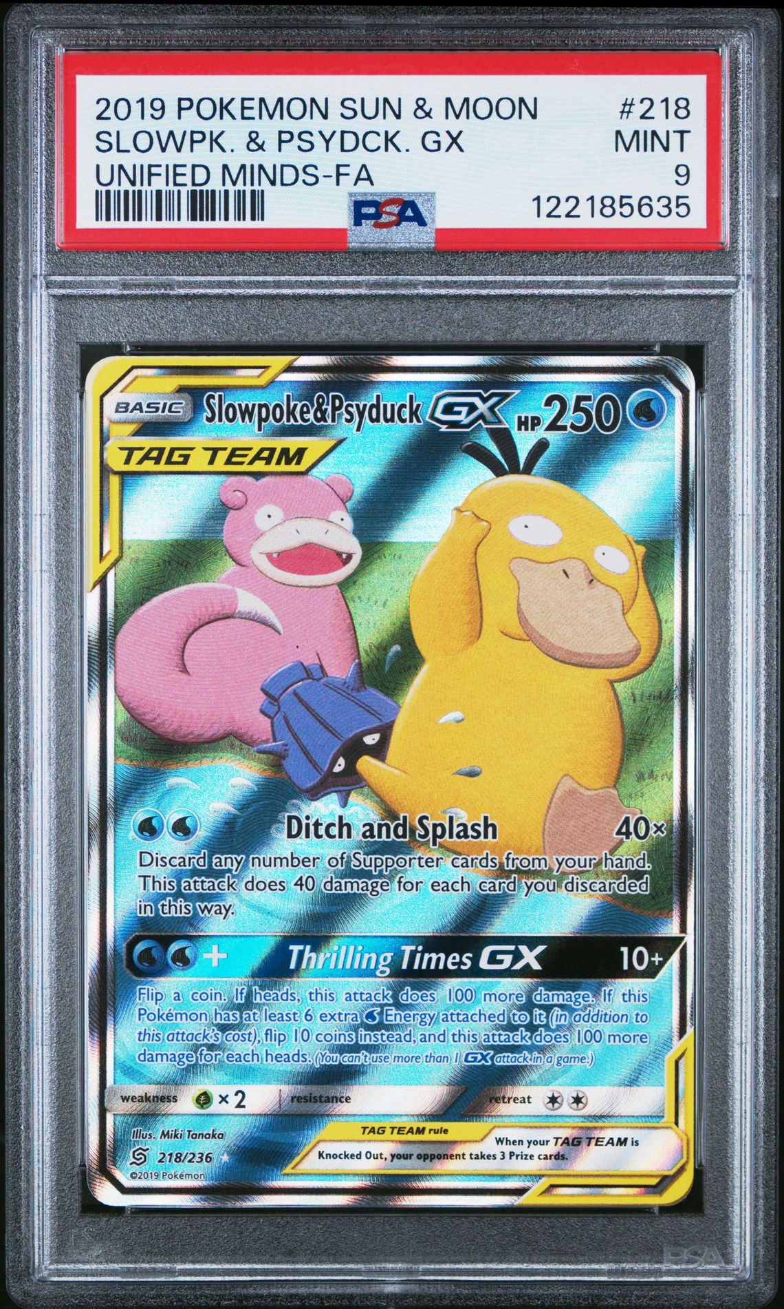 2019 Pokemon Sun & Moon Unified Minds Slowpk. & Psydck. Gx #218 (Unified Minds-Fa) Mint 9 front