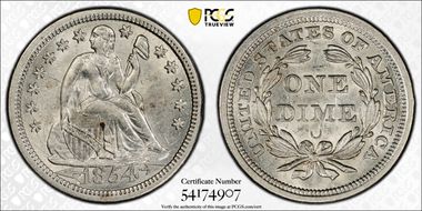 1854-O 10C AU55