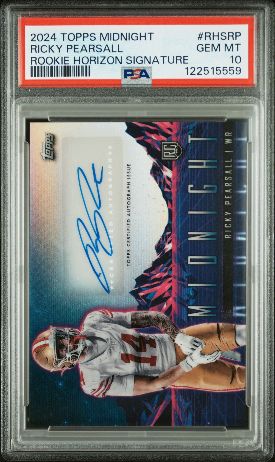2024 Topps Midnight Rookie Horizon Signatures Ricky Pearsall #Rhsrp Gem Mt 10 front