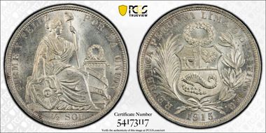 1915-FG JR 1/2 Sol KM-203  Ag MS64