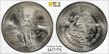 1991-Mo Onza Libertad Ag T1 - PLATA PURA MS67