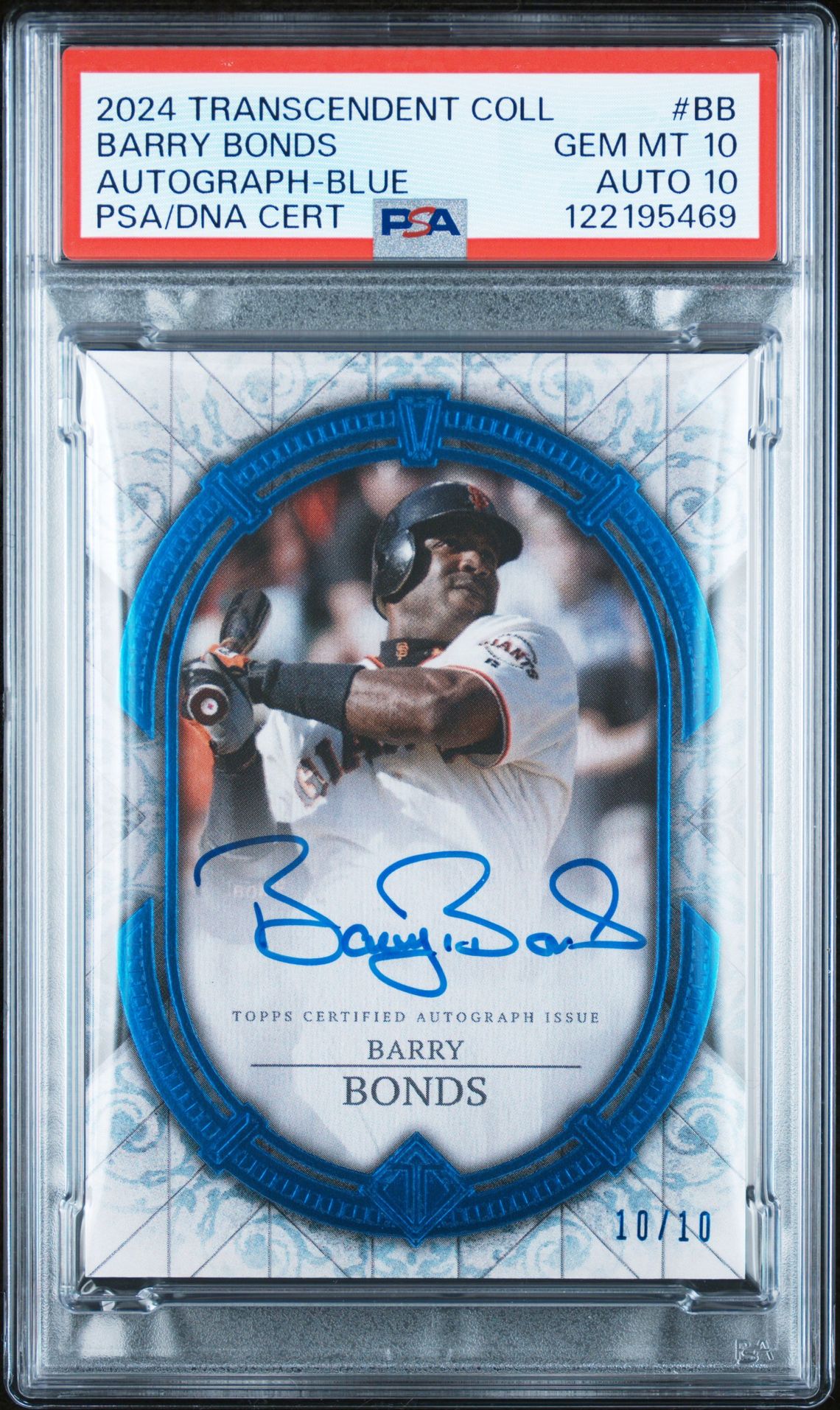 2024 Topps TOPPS TRANSCENDENT COLLECTION TRANSCENDENT COLLECTION AUTOGRAPHS Blue #BB Barry Bonds front