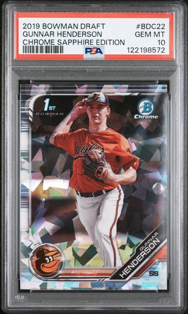 2019 Bowman BOWMAN DRAFT CHROME SAPPHIRE EDITION CHROME SAPPHIRE EDITION #BDC22 Gunnar Henderson front