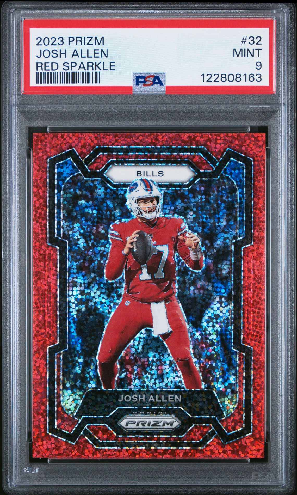 2023 Panini Prizm Josh Allen #32 (Red Sparkle) Mint 9 front