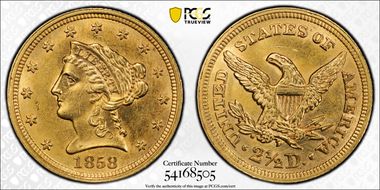 1858 $2.50 MS62