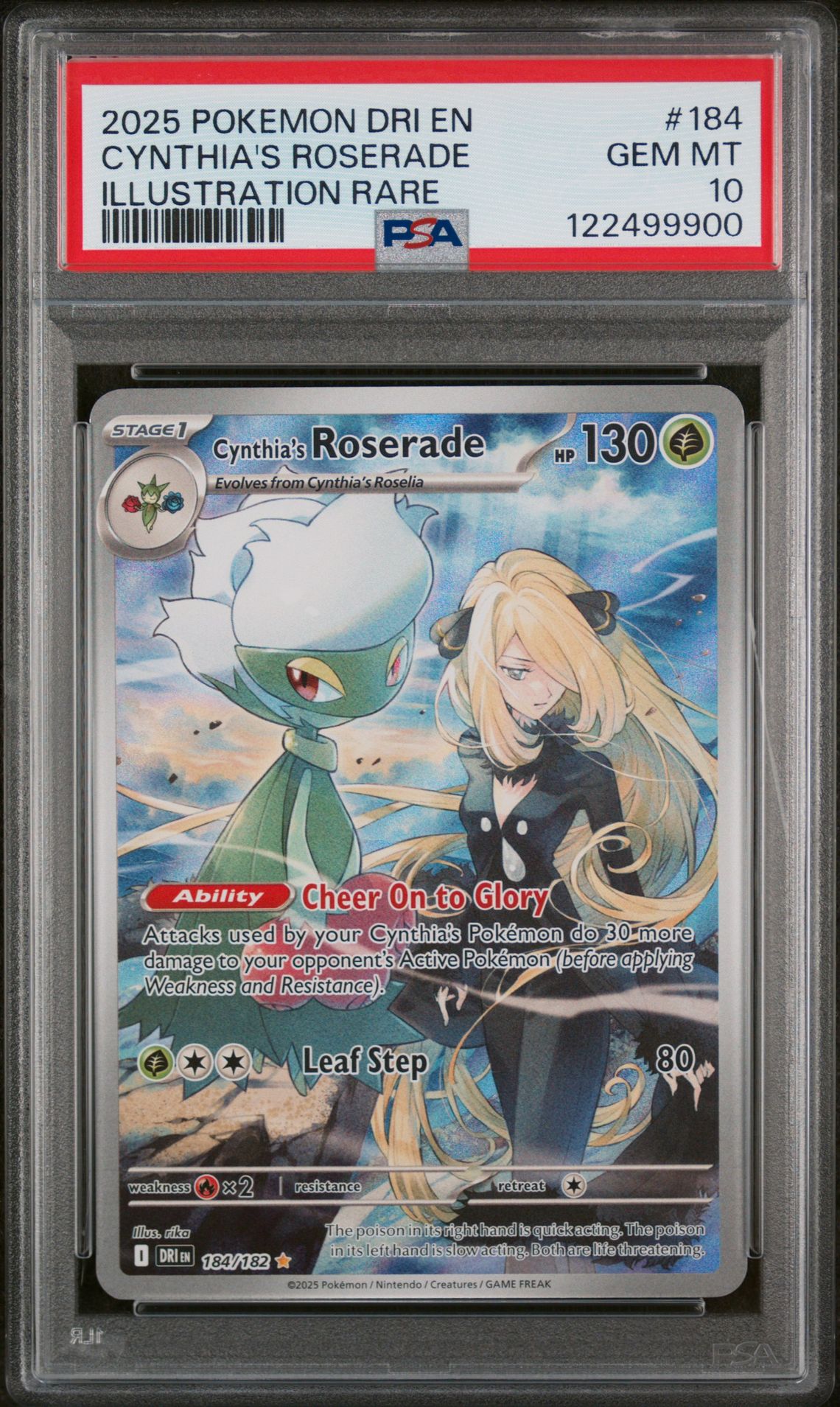 2025 Pokemon Dri En-Destined Rivals Cynthia's Roserade #184 (Illustration Rare) Gem Mt 10 front