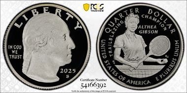 2025-S 25C Althea Gibson Silver First Strike PR70DCAM