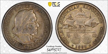 1892 50C Columbian XF40