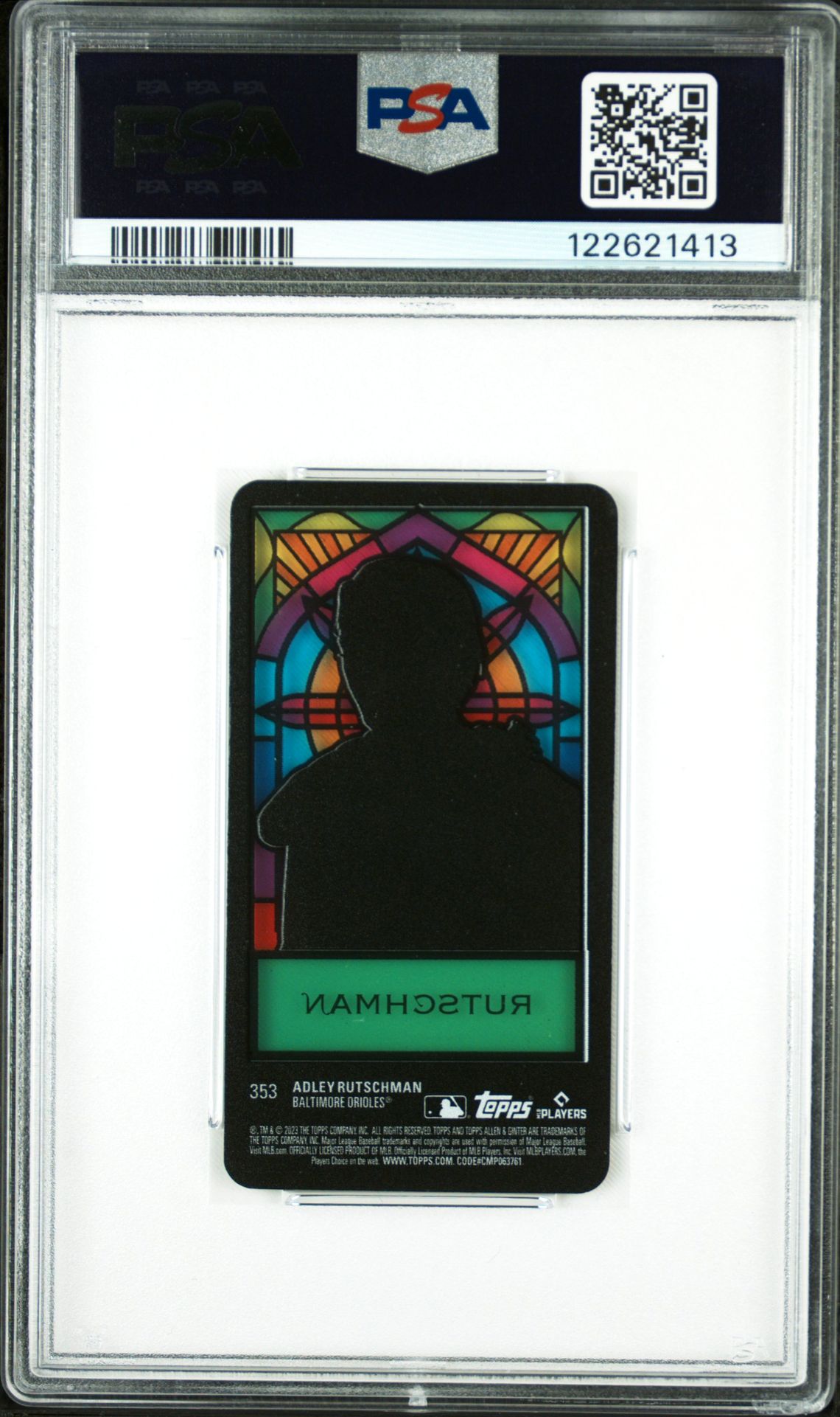 2023 Topps Allen & Ginter Adley Rutschman #353 (Mini-Stained Glass) Mint 9 back