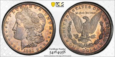 1881-S $1 AU58+